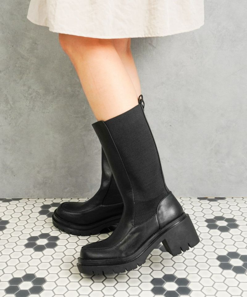 新品未使用misha and puffブーツ サイドゴアブーツ ミドル丈 厚底ヒール/レディース/fabby fabby